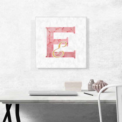 Chic Pink Gold Alphabet Letter E