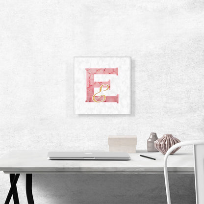 Chic Pink Gold Alphabet Letter E