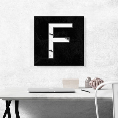 Classy Black White Marble Alphabet Letter F