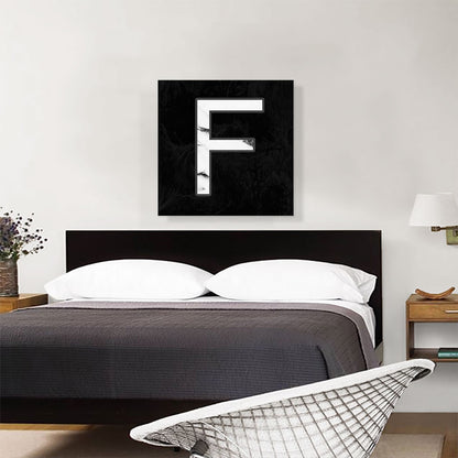 Classy Black White Marble Alphabet Letter F