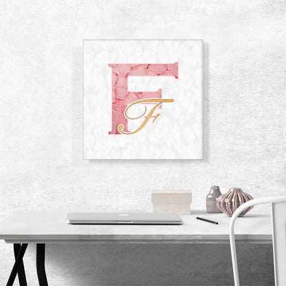 Chic Pink Gold Alphabet Letter F