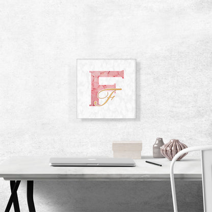 Chic Pink Gold Alphabet Letter F