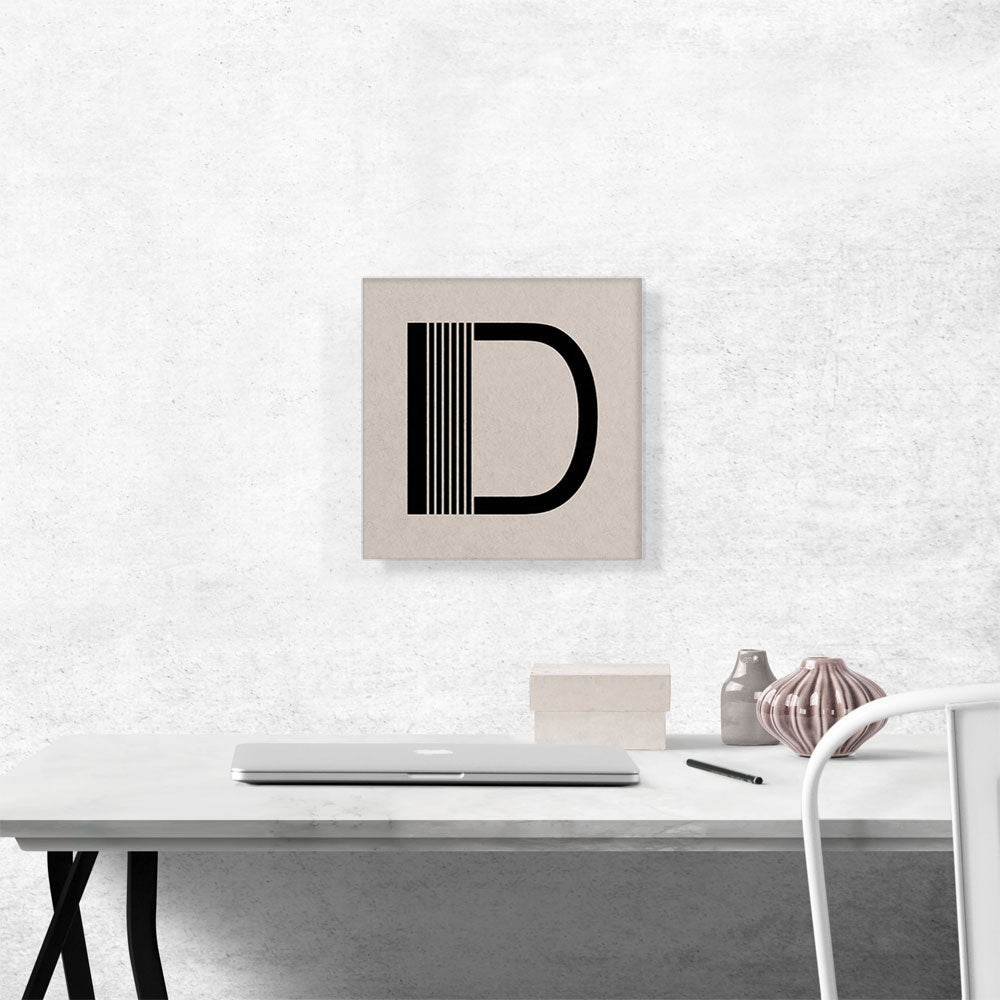 Beige Black Line Alphabet Letter D