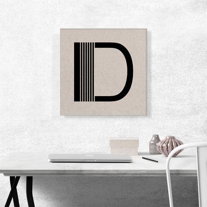 Beige Black Line Alphabet Letter D