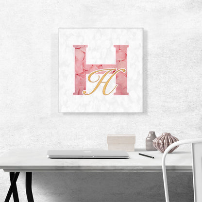 Chic Pink Gold Alphabet Letter H