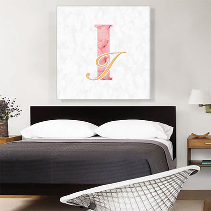 Chic Pink Gold Alphabet Letter I