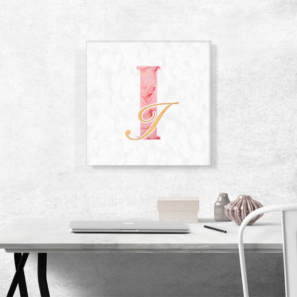 Chic Pink Gold Alphabet Letter I