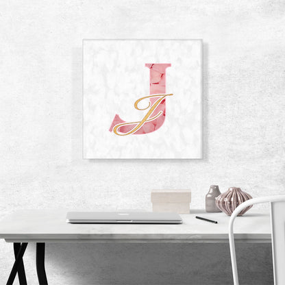 Chic Pink Gold Alphabet Letter J