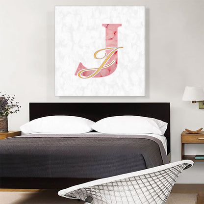 Chic Pink Gold Alphabet Letter J