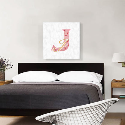 Chic Pink Gold Alphabet Letter J