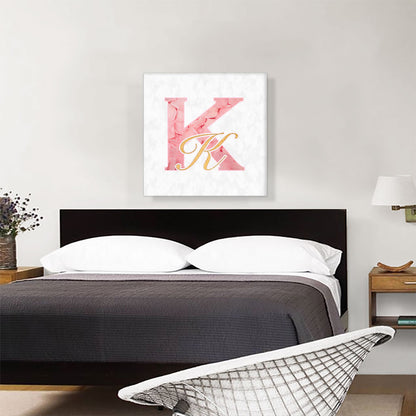 Chic Pink Gold Alphabet Letter K