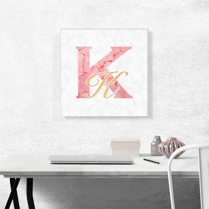 Chic Pink Gold Alphabet Letter K