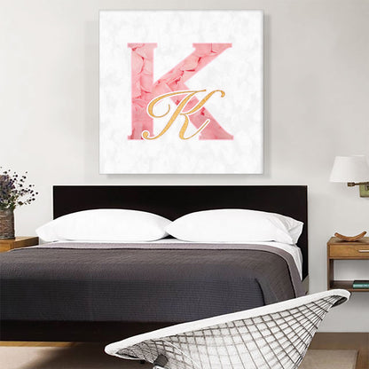 Chic Pink Gold Alphabet Letter K
