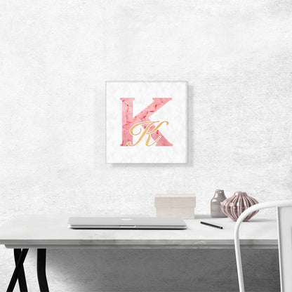 Chic Pink Gold Alphabet Letter K