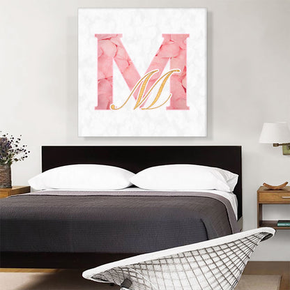 Chic Pink Gold Alphabet Letter M