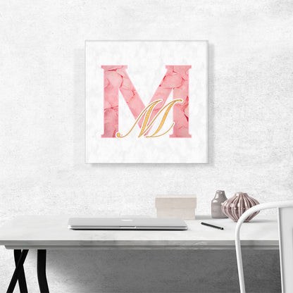 Chic Pink Gold Alphabet Letter M