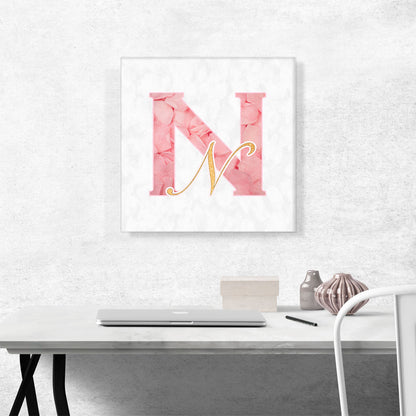 Chic Pink Gold Alphabet Letter N