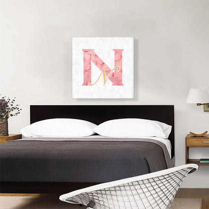Chic Pink Gold Alphabet Letter N