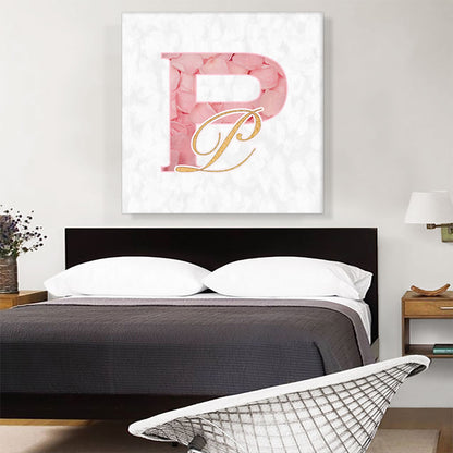 Chic Pink Gold Alphabet Letter P