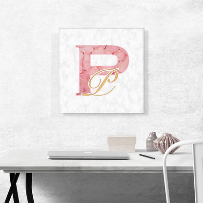Chic Pink Gold Alphabet Letter P