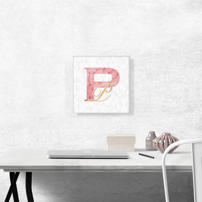 Chic Pink Gold Alphabet Letter P