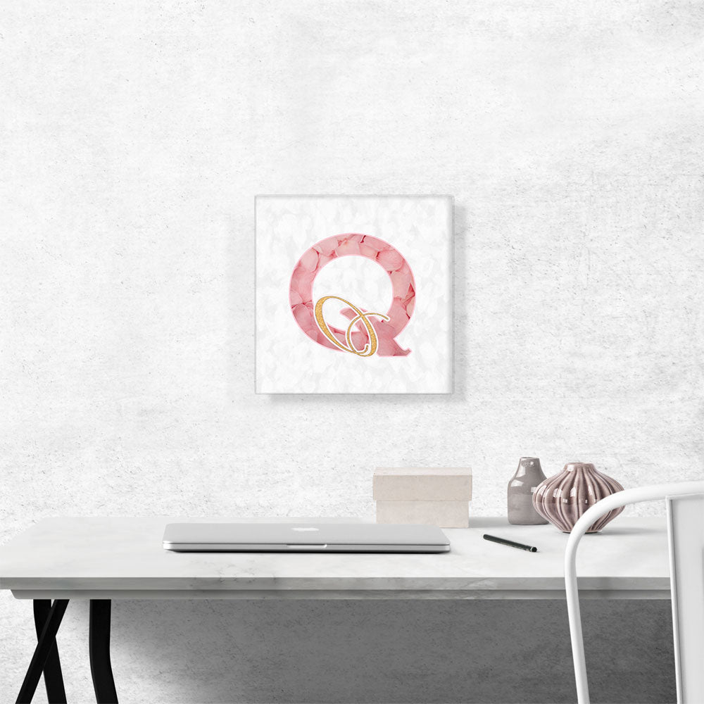 Chic Pink Gold Alphabet Letter Q