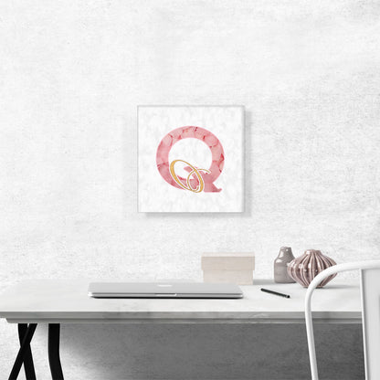 Chic Pink Gold Alphabet Letter Q