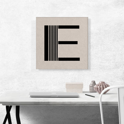 Beige Black Line Alphabet Letter E