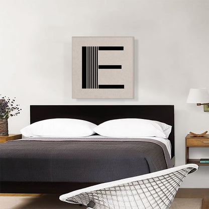 Beige Black Line Alphabet Letter E