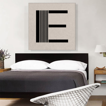 Beige Black Line Alphabet Letter E