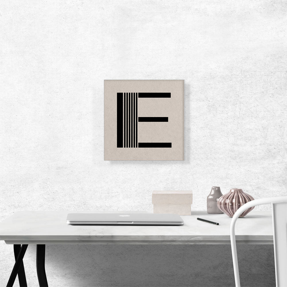 Beige Black Line Alphabet Letter E