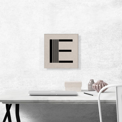 Beige Black Line Alphabet Letter E