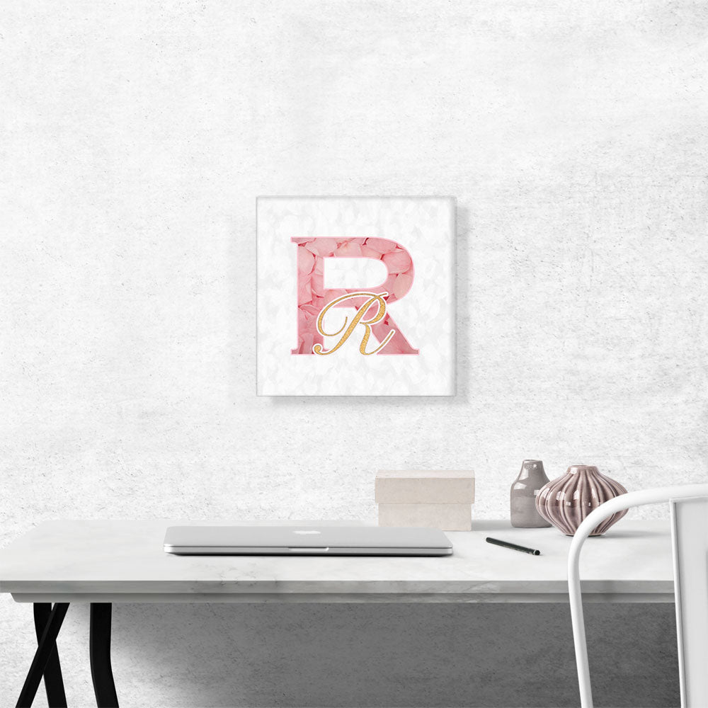 Chic Pink Gold Alphabet Letter R
