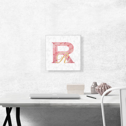 Chic Pink Gold Alphabet Letter R