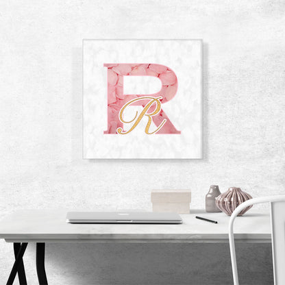 Chic Pink Gold Alphabet Letter R