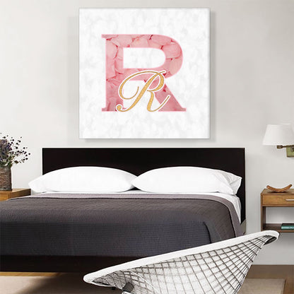 Chic Pink Gold Alphabet Letter R