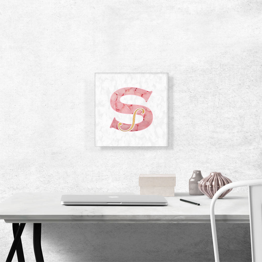 Chic Pink Gold Alphabet Letter S