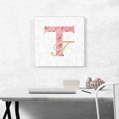 Chic Pink Gold Alphabet Letter T