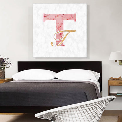 Chic Pink Gold Alphabet Letter T