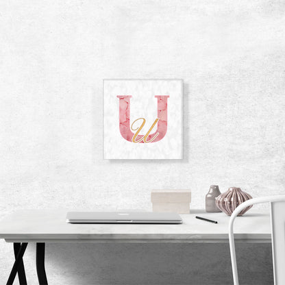 Chic Pink Gold Alphabet Letter U