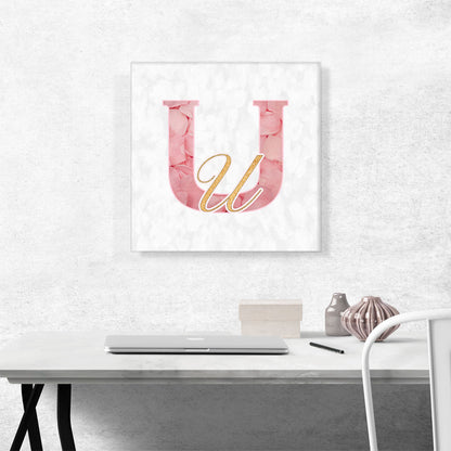 Chic Pink Gold Alphabet Letter U