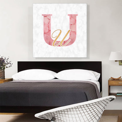 Chic Pink Gold Alphabet Letter U