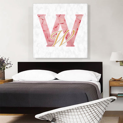 Chic Pink Gold Alphabet Letter W
