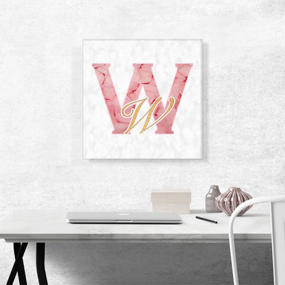 Chic Pink Gold Alphabet Letter W