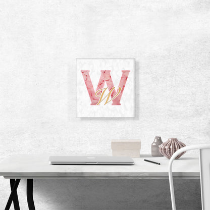 Chic Pink Gold Alphabet Letter W