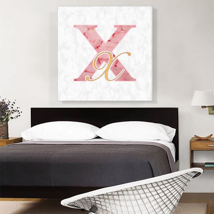 Chic Pink Gold Alphabet Letter X