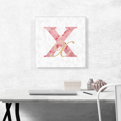 Chic Pink Gold Alphabet Letter X