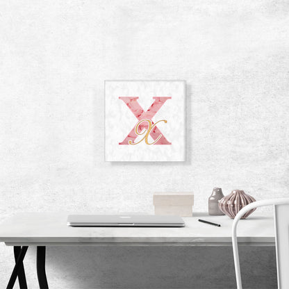 Chic Pink Gold Alphabet Letter X