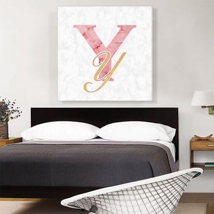 Chic Pink Gold Alphabet Letter Y