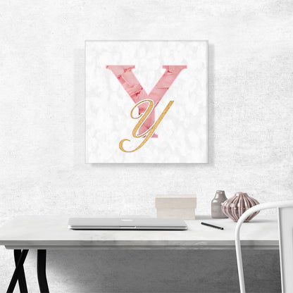 Chic Pink Gold Alphabet Letter Y